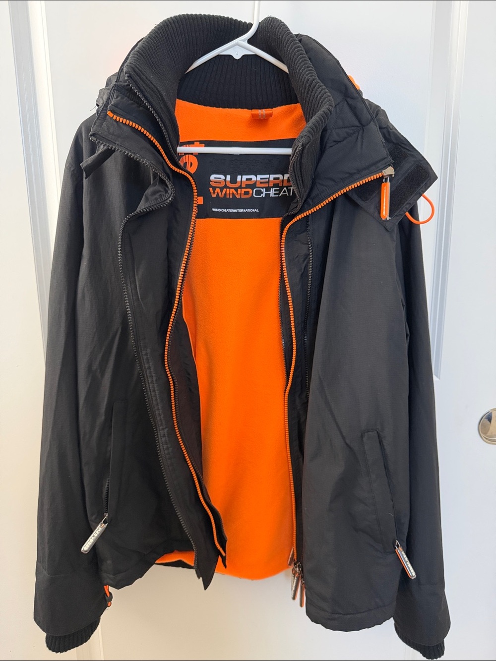 Superdry Men's Black WindCheaterwith Orange Lining